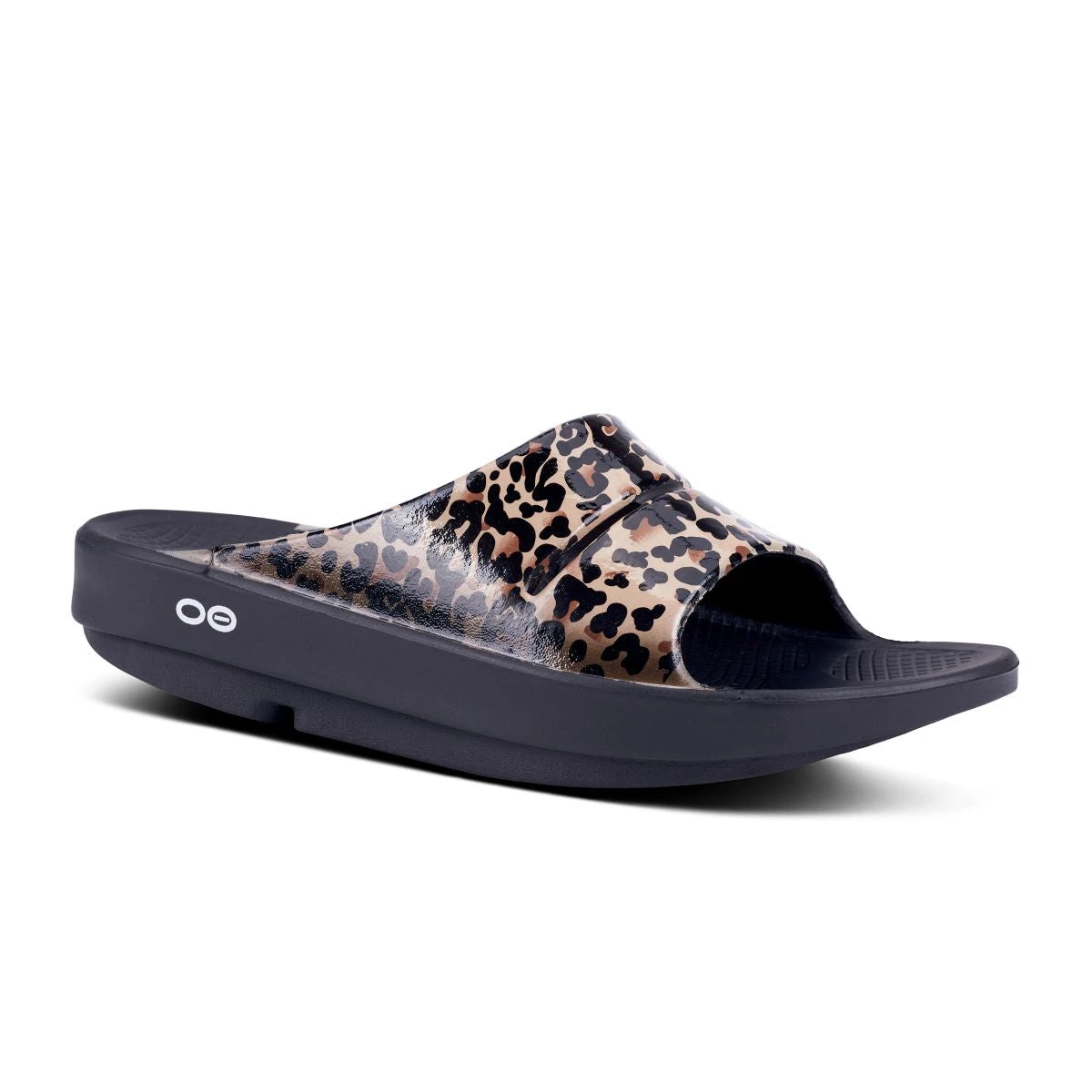 'OOFOS' Women's OOahh Slide Limited Edition - Black / Leopard 4 'OOFOS' Women's OOahh Slide Limited Edition - Black / Leopard - Image 2