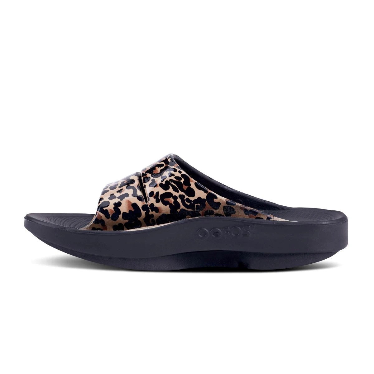 'OOFOS' Women's OOahh Slide Limited Edition - Black / Leopard 9 'OOFOS' Women's OOahh Slide Limited Edition - Black / Leopard - Image 7