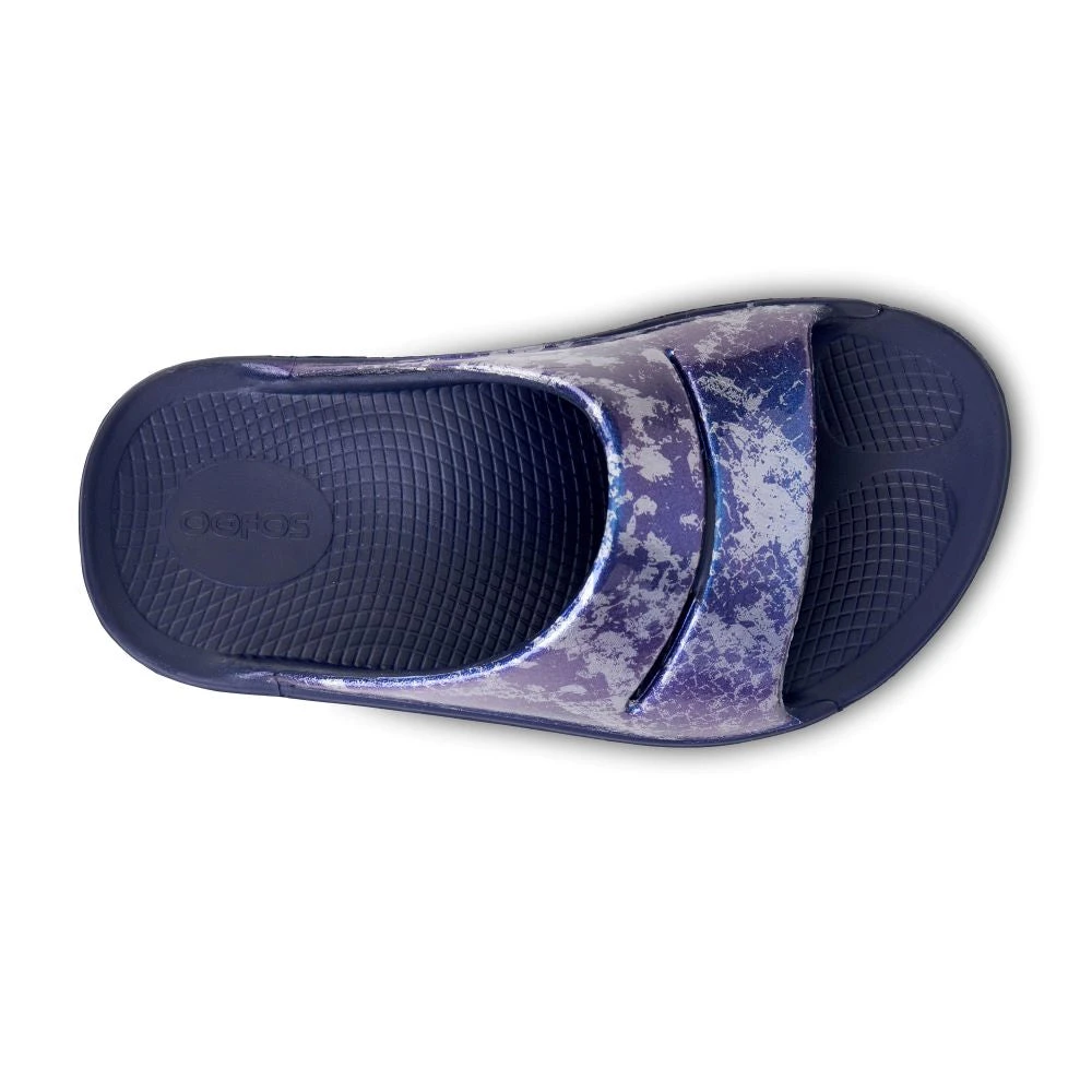 'OOFOS' Women's OOahh Slide Limited Edition - Navy / Silver / Silver Snake 4 'OOFOS' Women's OOahh Slide Limited Edition - Navy / Silver / Silver Snake - Image 2