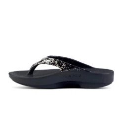 'OOFOS' Women's OOlala Thong Limited Edition - Black / Champagne Pop -fashion shoes 1403BLKCHMPGNE shot4 1024x1024@2x