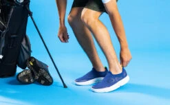 OOfos Men's OOmg EeZee Low Shoe - White Navy -fashion shoes Mens NavyeeZee3