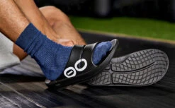 OOfos Men's OOahh Sport Slide Sandal - Black White -fashion shoes MicrosoftTeams image 121