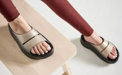 OOfos Women's OOmega OOahh Luxe Sandal - Latte -fashion shoes MicrosoftTeams image 260