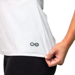 OOfos Women's COOl Down V Neck - Light Gray Heather -fashion shoes WhiteVNeck2