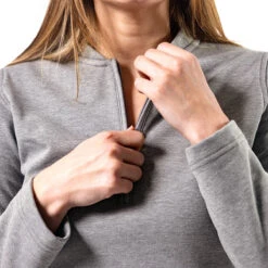 OOfos Women's COOl Down ¼ Zip - Gray Heather 12 OOfos Women's COOl Down ¼ Zip - Gray Heather -fashion shoes Womens 1 4Zip